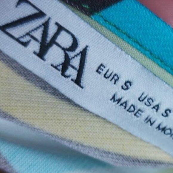 ZARA Long Sleeve Printed Faux Wrap Stretch Top Size Small NEW NWT - Picture 4 of 5